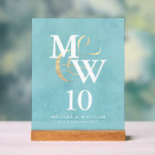 シーエレガントグラスモノグラ結婚ムのテーブル番号 アクリルサイン (ニュートラル)