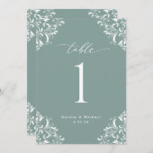 シーエレガントグリ結婚ンのテーブル番号カード 招待状 (正面/裏面)