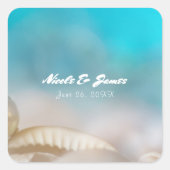 シーエレガントシェルブルー熱帯ビーチ結婚式 スクエアシール (正面)