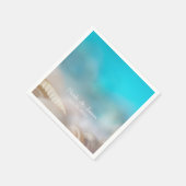 シーエレガントシェルブルー熱帯ビーチ結婚式 スタンダードカクテルナプキン (角)