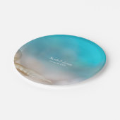 シーエレガントシェルブルー熱帯ビーチ結婚式 ペーパープレート (アングル)