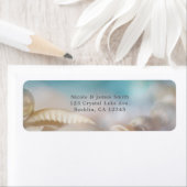 シーエレガントシェルブルー熱帯結婚式の招待 ラベル (インサイチュ)