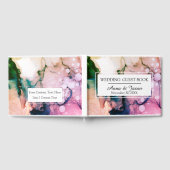 *~*シーエレガントティール（緑がかった色）ピンク水絵を描色結婚s ゲストブック (全面)