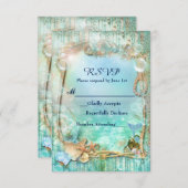 シーエレガントビーチRSVPカードの下で魅了された 出欠カード (正面/裏面)