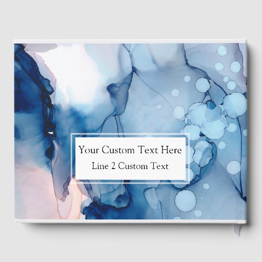 *~*シーエレガントブルーピンクの水の色絵を描結婚の ゲストブック (裏面)