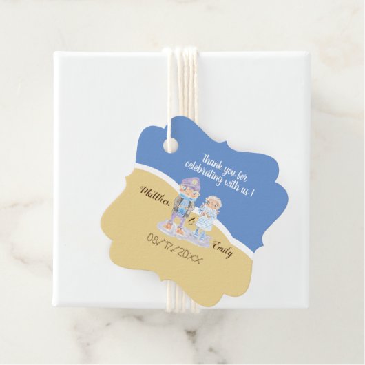 シーオッタズカートゥーンビーチ結婚式メッセージカード フェイバータグ (インサイチュ)