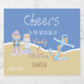 シーオッターズビーチ結婚式きらめくワインボトルラ スパークリングワインラベル (シングルラベル)