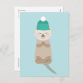 シーオッター冬めい想のホリデークリスマスカード シーズンポストカード (正面/裏面)