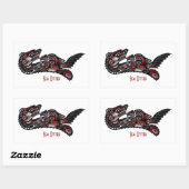 シーオッター&ベビー(ハイダスタイル)アートギフトステッカー 長方形シール (シート)