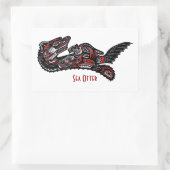 シーオッター&ベビー(ハイダスタイル)アートギフトステッカー 長方形シール (バッグ)