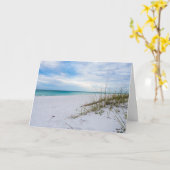 シーオーツホワイトサンドビーチモーニンググリーティングカード カード (黄色い花)
