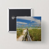 シーオーツ·ユニオラ·パニキュラタ(Sea oats Uniola paniculata)がビーチで 缶バッジ (正面&裏面)