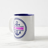 シーカスタムパーソナライズされた海航海のヨット ツートーンマグカップ (正面左)