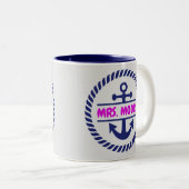 シーカスタムパーソナライズされた海航海のヨット ツートーンマグカップ (正面右)