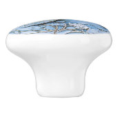 シーカメアールヌーボーフェイクレリーフ、 浮き彫りブルー海ライフ セラミックノブ (側面)