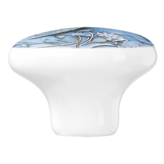 シーカメアールヌーボーフェイクレリーフ、 浮き彫りブルー海ライフ セラミックノブ (側面)