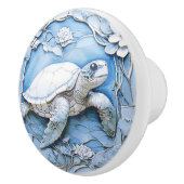 シーカメアールヌーボーフェイクレリーフ、 浮き彫りブルー海ライフ セラミックノブ (右)