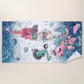 *~*シーカメグリッターブロンドマーメイドサンドキャッスル ビーチタオル (正面)