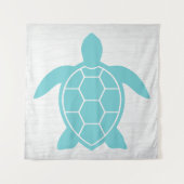 シーカメデザインイン海シーフオムグリーンブルー タペストリー (正面)