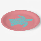 シーカメデザインイン海シーフオムグリーンブルー ペーパープレート (アングル)