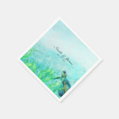 シーカメ海ビーチアートエレガントウェディング スタンダードカクテルナプキン (角)