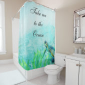 シーカメ海ビーチアートトロピカルチエレガントック シャワーカーテン (インサイチュ)