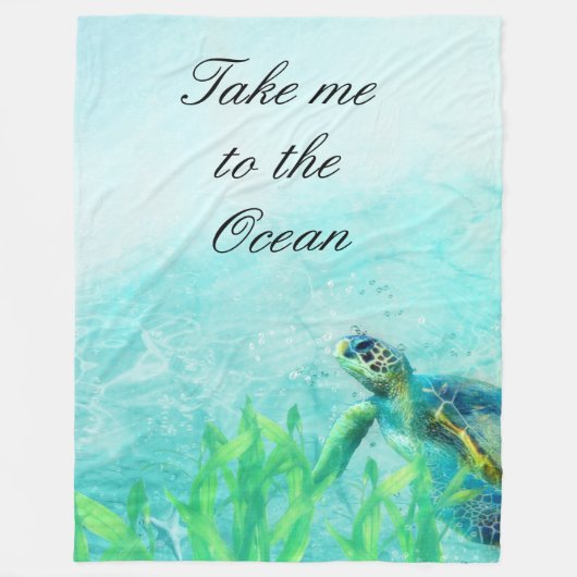 シーカメ海ビーチアートトロピカルチエレガントック フリースブランケット (正面)