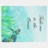 シーカメ海ビーチアートトロピカルチエレガントック フリースブランケット (正面(横))