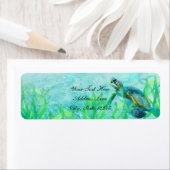 シーカメ海ビーチアート結婚式招待状 ラベル (インサイチュ)