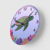 シーカメ鏡絵画ズ ラウンド壁時計 (傾斜)