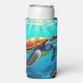 シーカメ鮮やか海イラストレーション スリム缶クーラー (Seltzer正面)