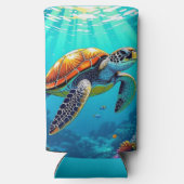 シーカメ鮮やか海イラストレーション スリム缶クーラー (裏面)