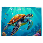 シーカメ鮮やか海イラストレーション ラージペーパーバッグ (裏面)