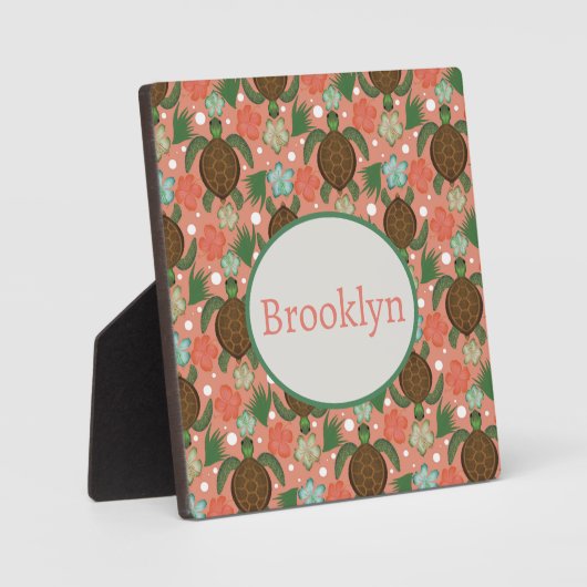 シーカメ&ハイビスカスコーラルピンクフローラ フォトプラーク (正面)