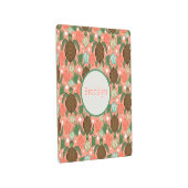 シーカメ&ハイビスカスコーラルピンクフローラ メタルプリント (3/4)