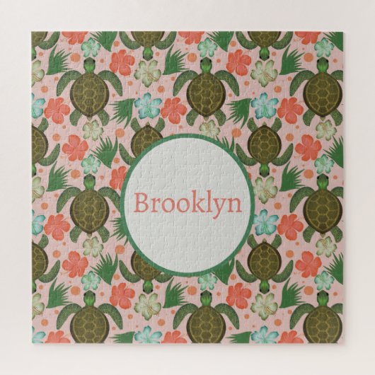 シーカメ&ハイビスカスピンクフローラ子供部屋 ジグソーパズル (縦)