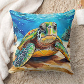 シーカラフルカメ クッション (ブランケット)