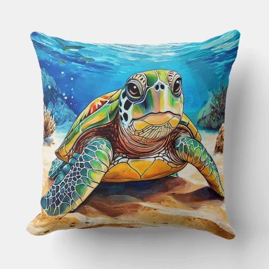 シーカラフルカメ クッション (正面)