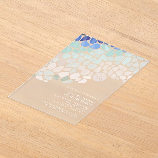 シーカラフルガラスカリル招待状 アクリル招待状 (レイダウン)