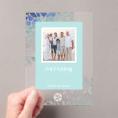 シーカラフルグラスクリスマスフォトホリデーカード アクリル招待状 (インサイチュ (ポータブル))