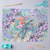 シーカラフルタートルウォーター花模様 薄葉紙 (クラフト)