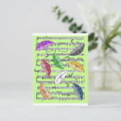 シーカラフルト音楽の背景を持つ傘 ポストカード (スタンド正面)