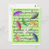 シーカラフルト音楽の背景を持つ傘 ポストカード (正面/裏面)