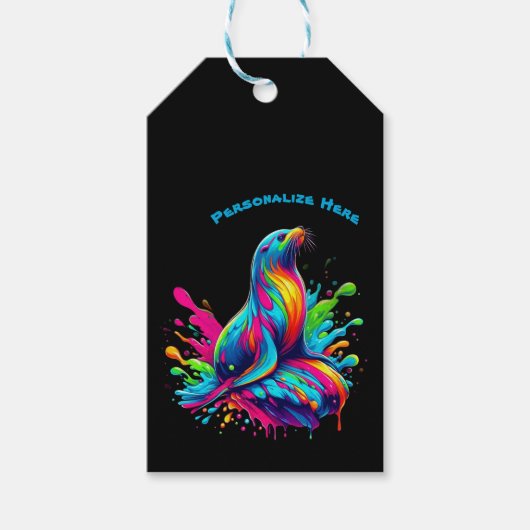 シーカラフルライオンスプラッシュ – ギフトタグ (正面)