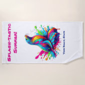 シーカラフルライオンスプラッシュ ビーチタオル (正面)