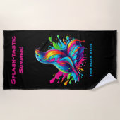 シーカラフルライオンスプラッシュ ビーチタオル (正面)