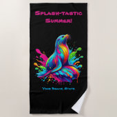 シーカラフルライオンスプラッシュ ビーチタオル (正面)