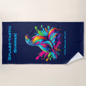 シーカラフルライオンスプラッシュ ビーチタオル (正面)