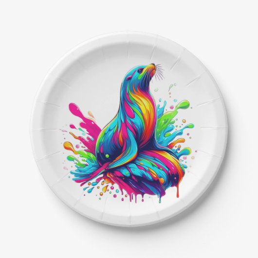 シーカラフルライオンスプラッシュ ペーパープレート (正面)