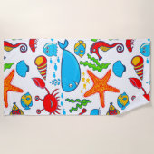 シーカラフルライフイラストレーション ビーチタオル (正面)